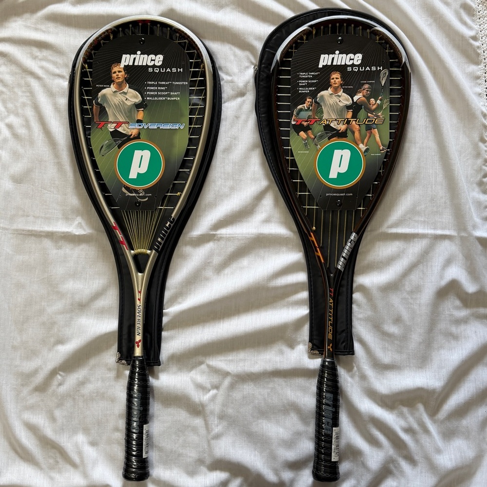 2 Prince Squash Rackets Racquets TT Sovereign & Attitude NWT